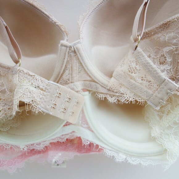 Jessica Simpson 3-Pack Lace Push up Bras Set Eyelash Pink Cream Beige (34C) NWT! - Picture 6 of 10